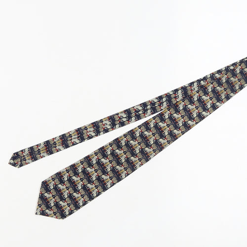 René Chagal Blue Silk Geometric Men's Tie Handmade