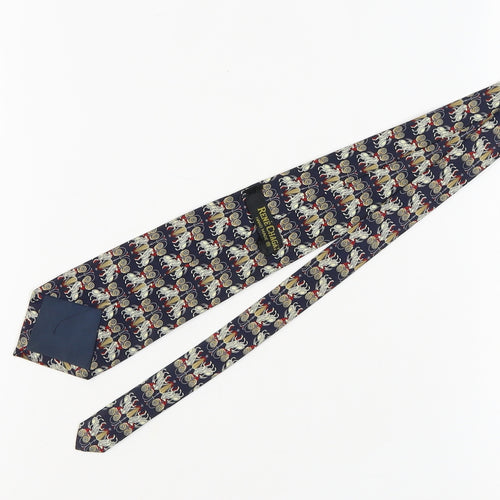 René Chagal Blue Silk Geometric Men's Tie Handmade
