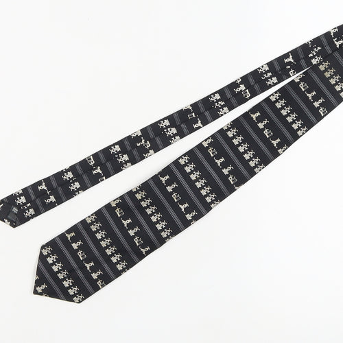Marks & Spencer Men's Black Silk Tie, Geometric Pattern