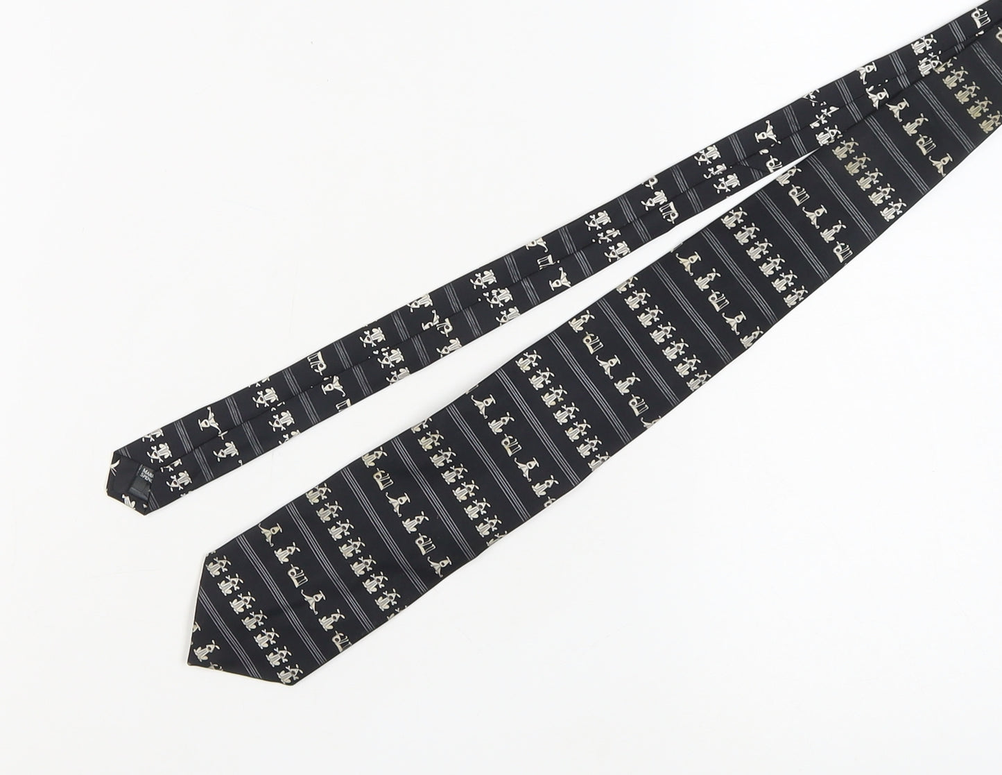 Marks & Spencer Men's Black Silk Tie, Geometric Pattern