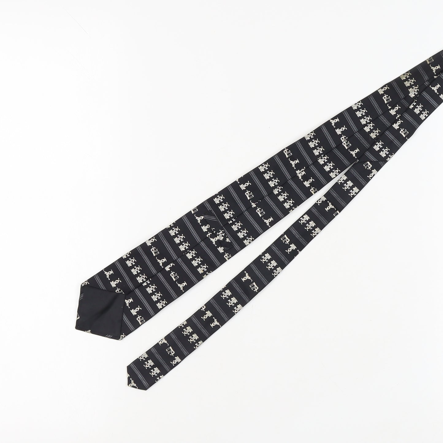 Marks & Spencer Men's Black Silk Tie, Geometric Pattern