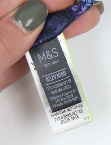 Marks and Spencer Men's Blue Floral Silk Tie