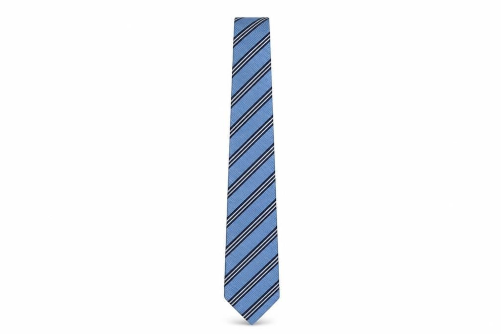 Front view of Daniel Hechter Men's Blue Striped Silk Tie