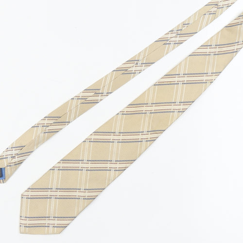 Pierre Cardin Men's Beige Silk Plaid Tie One Size