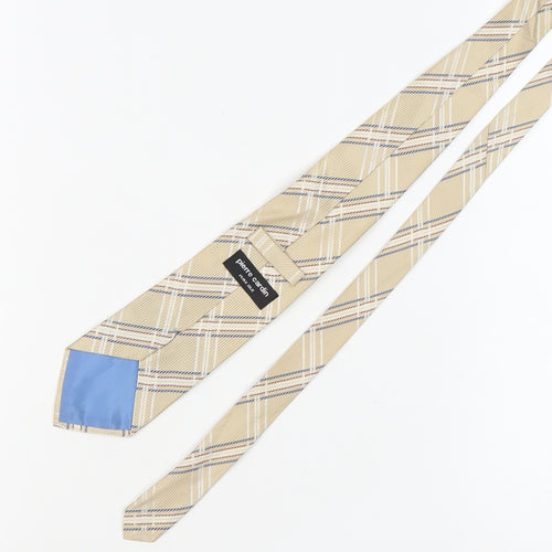 Pierre Cardin Men's Beige Silk Plaid Tie One Size