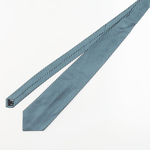 Jermyn Street Men's Blue Green Silk Plaid Tie, Handmade