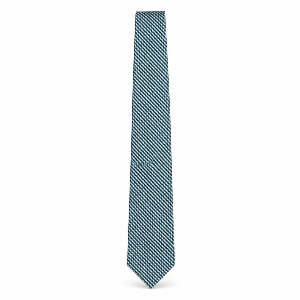 Jermyn Street Men's Blue Green Silk Plaid Tie, Handmade