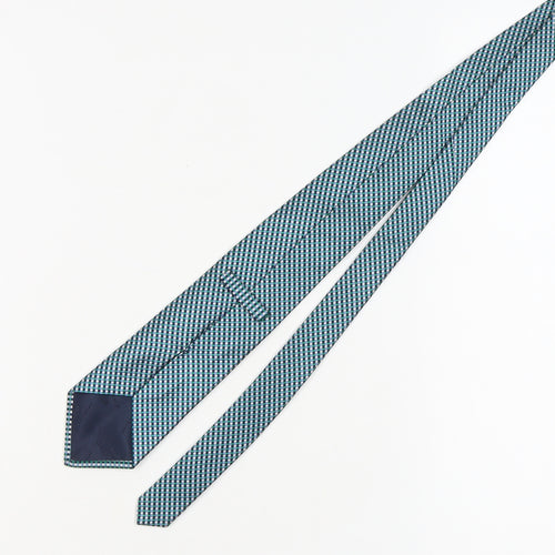 Jermyn Street Men's Blue Green Silk Plaid Tie, Handmade