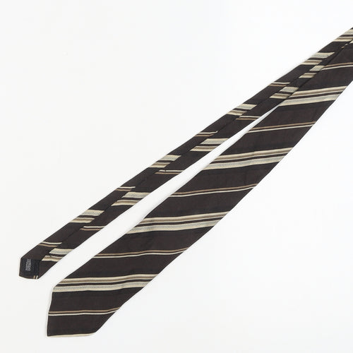 Daniel Hechter Men's Brown Striped Silk Tie