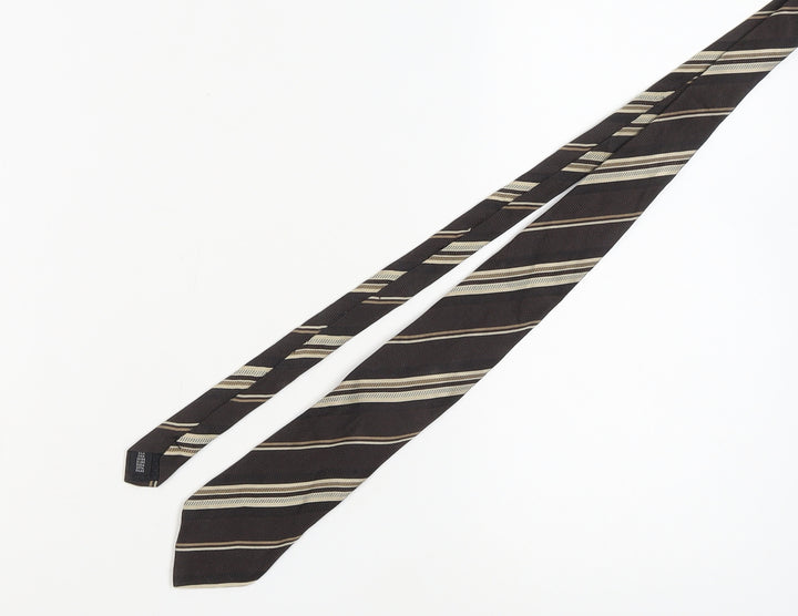 Daniel Hechter Men's Brown Striped Silk Tie