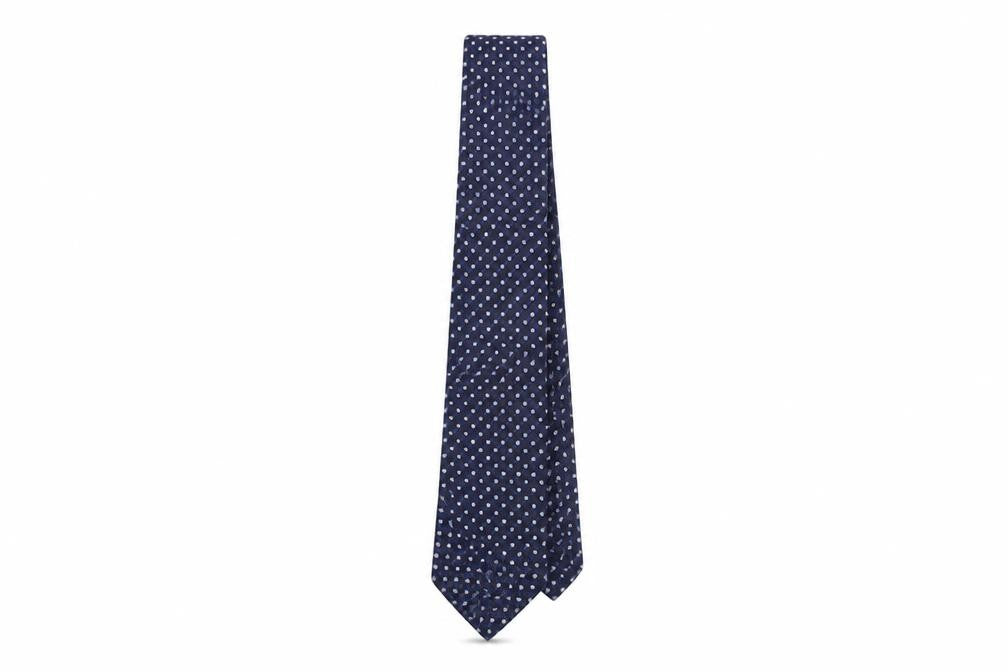 Front view of Moss Men's Blue Geometric Designer Tie, One Size