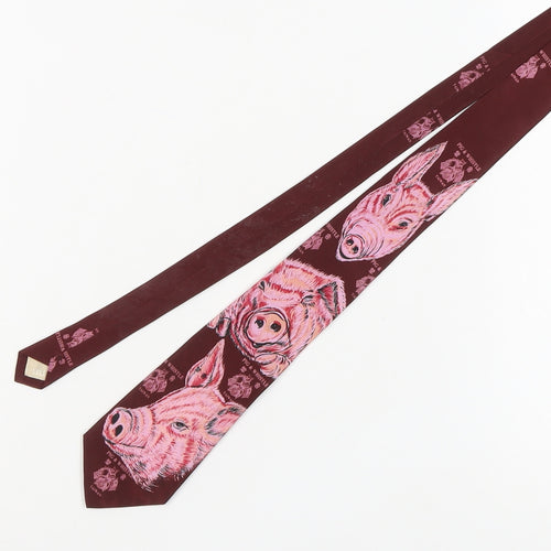 Pig & Whistle Men's Red Silk Animal Print Tie