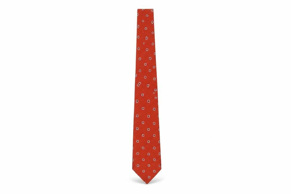 Front view of Marks & Spencer Men's Red Geometric Silk Tie