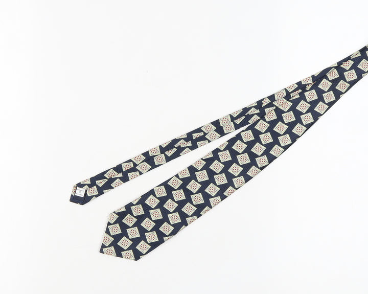 BHS Men's Blue Geometric Polyester Tie