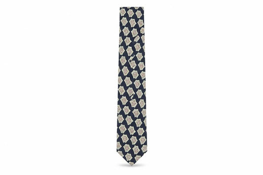Front view of BHS Men's Blue Geometric Polyester Tie