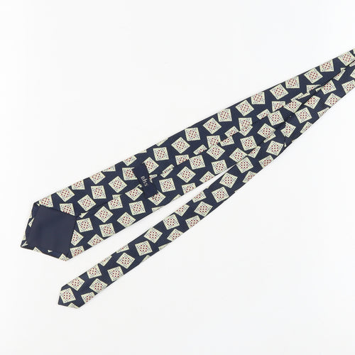 BHS Men's Blue Geometric Polyester Tie