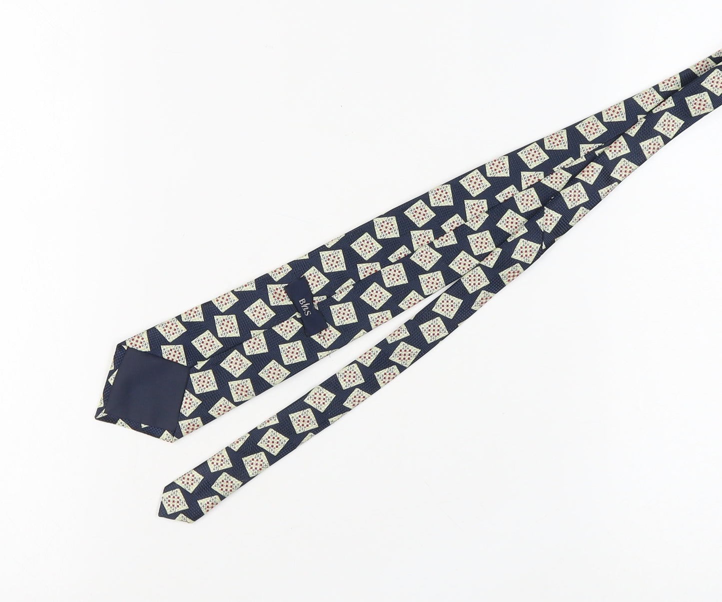 BHS Men's Blue Geometric Polyester Tie