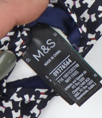 Marks and Spencer Men's Black Silk Animal Print Tie
