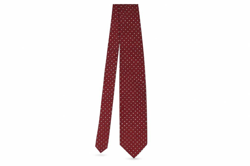 Front view of Leonardo Strelli Men's Red Silk Floral Tie One Size