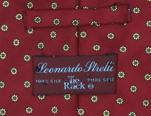Leonardo Strelli Men's Red Silk Floral Tie One Size