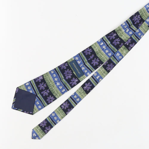 Debenhams Men's Floral Striped Tie - Blue, Green, Purple