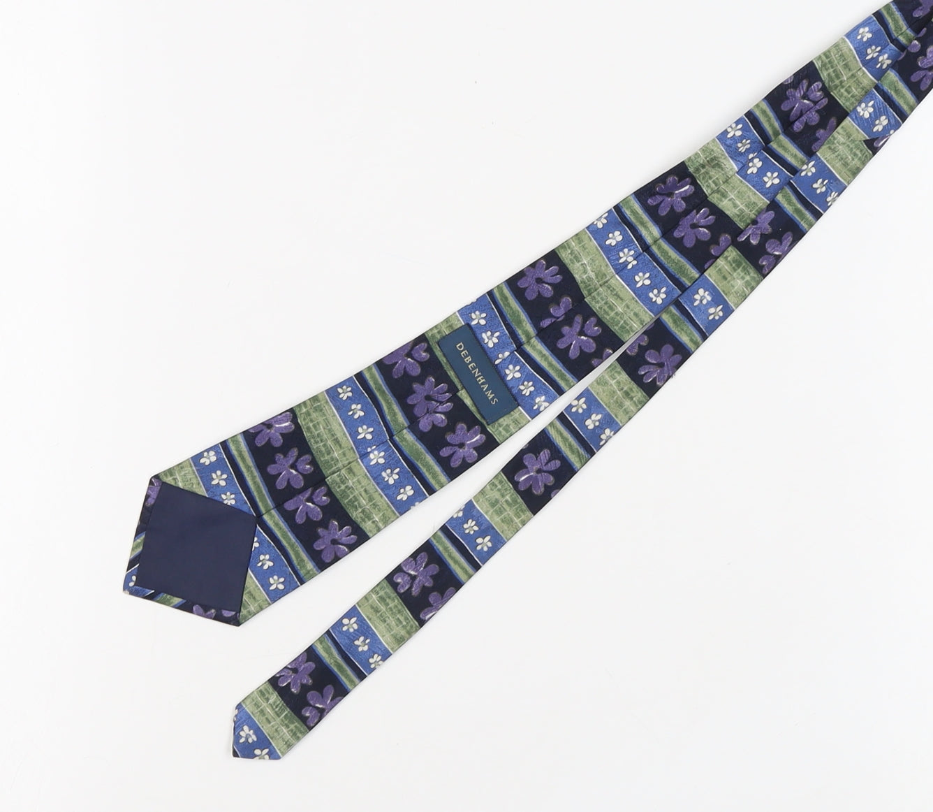 Debenhams Men's Floral Striped Tie - Blue, Green, Purple