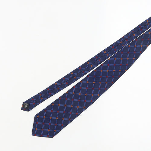 BHS Mens Blue Plaid Check Tie Polyester