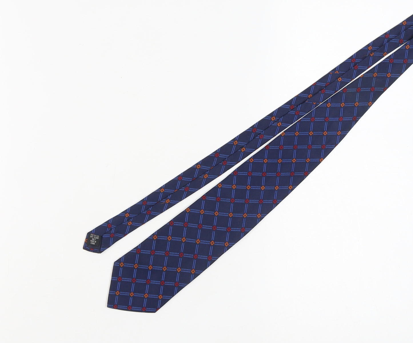 BHS Mens Blue Plaid Check Tie Polyester