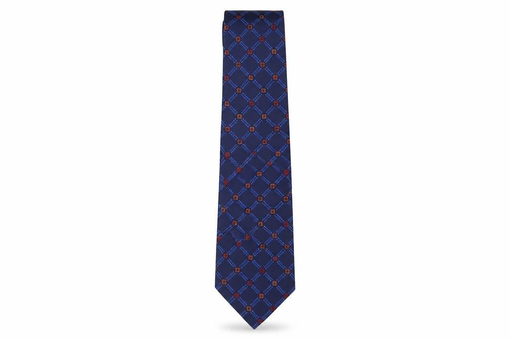BHS Mens Blue Plaid Check Tie Polyester