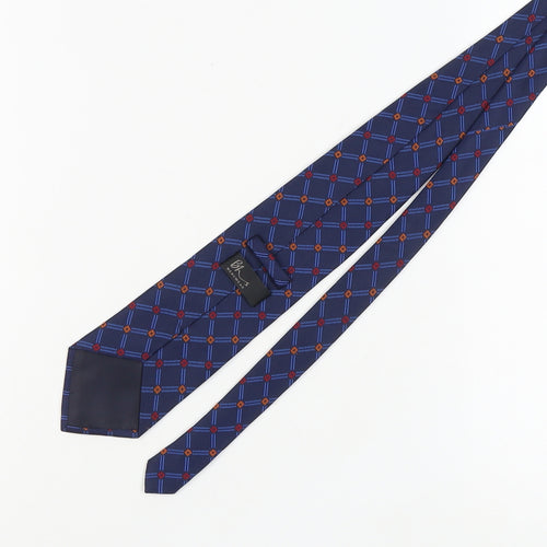 BHS Mens Blue Plaid Check Tie Polyester
