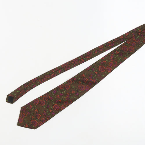 Bentley Men's Brown Floral Silk Tie