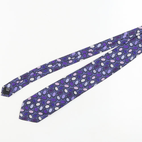 Duchamp Men's Purple Geometric Silk Tie