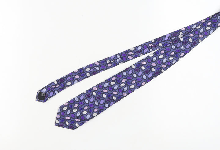 Duchamp Men's Purple Geometric Silk Tie