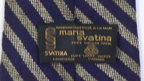 Maria Svatina Men's Blue Wool Striped Tie