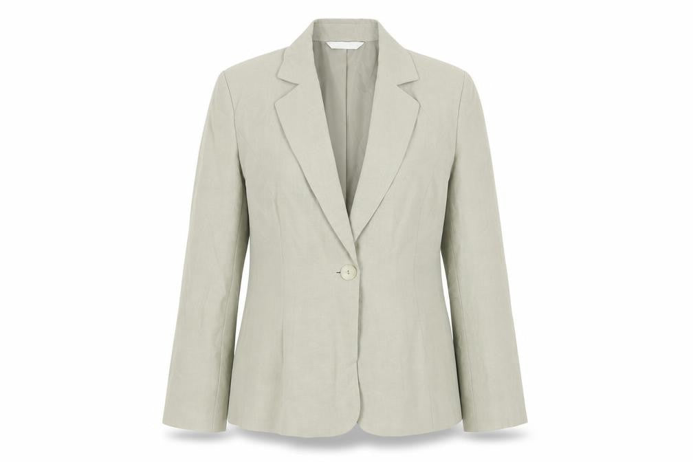 Front view of BHS Women's Beige Blazer, size 12, Regular Fit