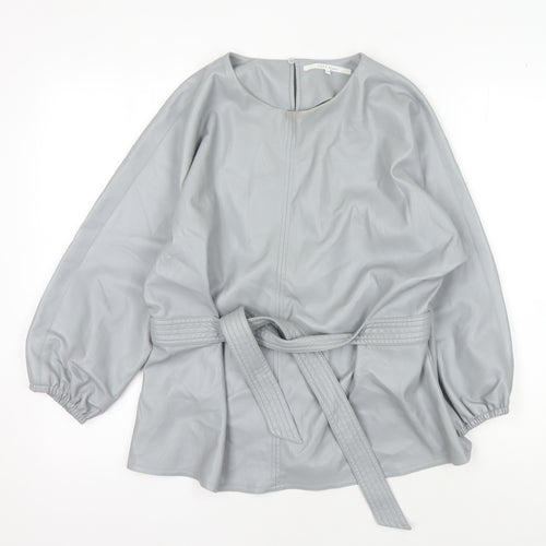 Yaya Women's Grey Long Sleeve Belted Top, Size 8