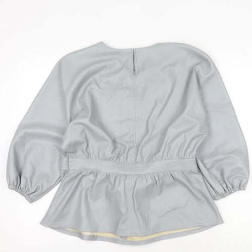 Yaya Women's Grey Long Sleeve Belted Top, Size 8