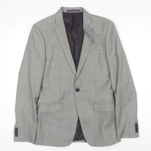 Topman Grey Men's Blazer - Regular Fit, Size 34