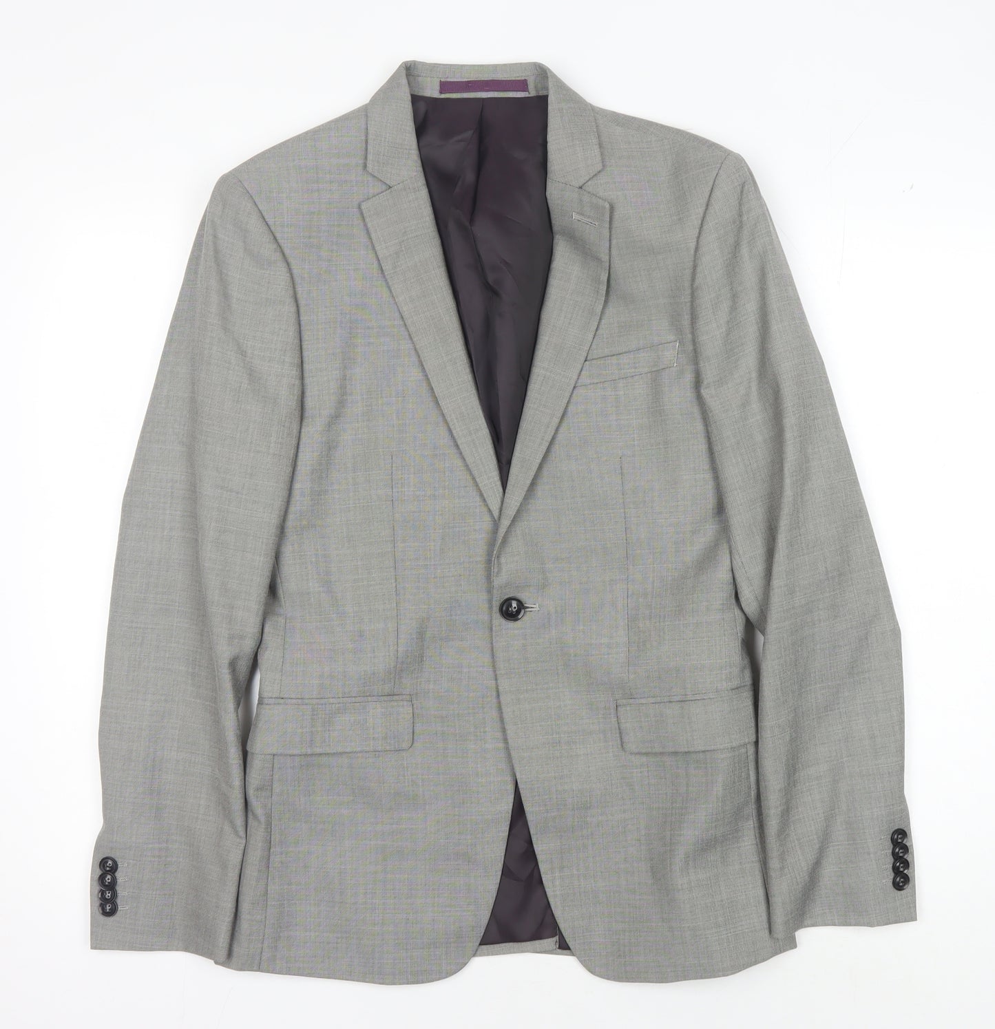 Topman Grey Men's Blazer - Regular Fit, Size 34
