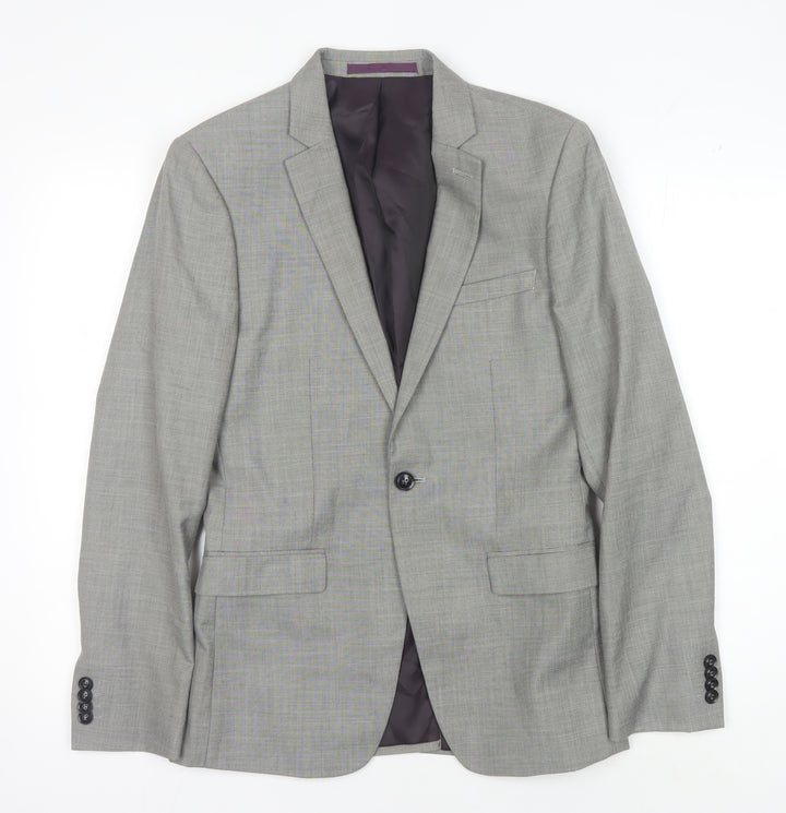 Topman Grey Men's Blazer - Regular Fit, Size 34