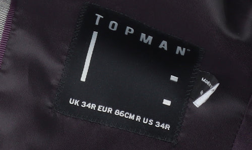 Topman Grey Men's Blazer - Regular Fit, Size 34