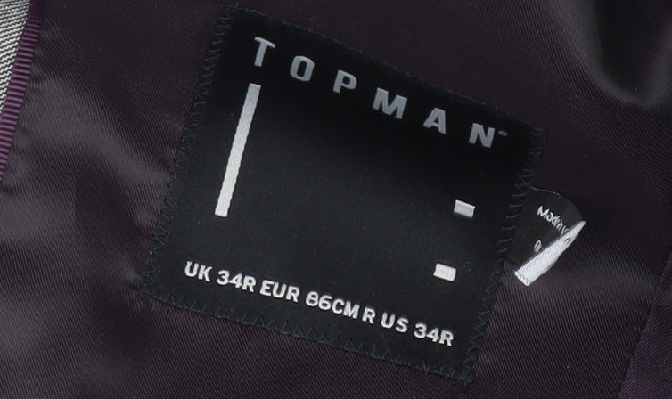 Topman Grey Men's Blazer - Regular Fit, Size 34