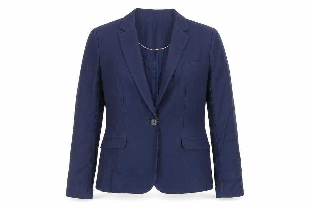 Front view of Jack Wills Women's Blue Blazer, size 8, Regular Fit