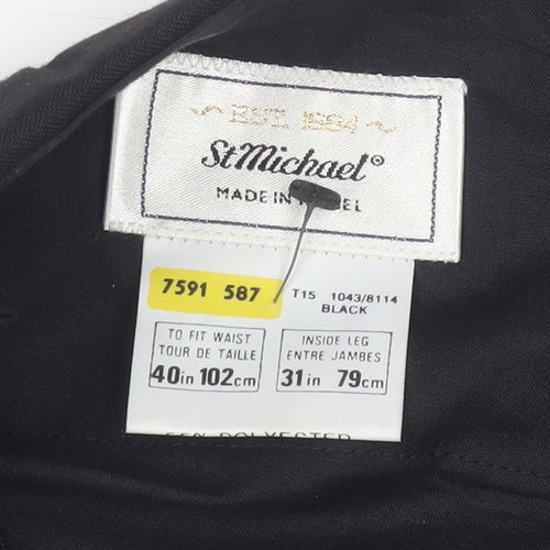 St Michael Men's Black Dress Pants 40W Workwear