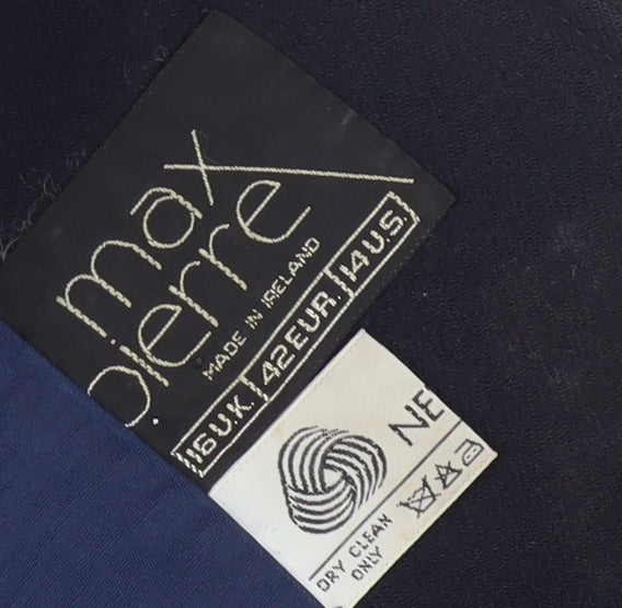 Max Pierre Men's Black Wool Blazer Size 46