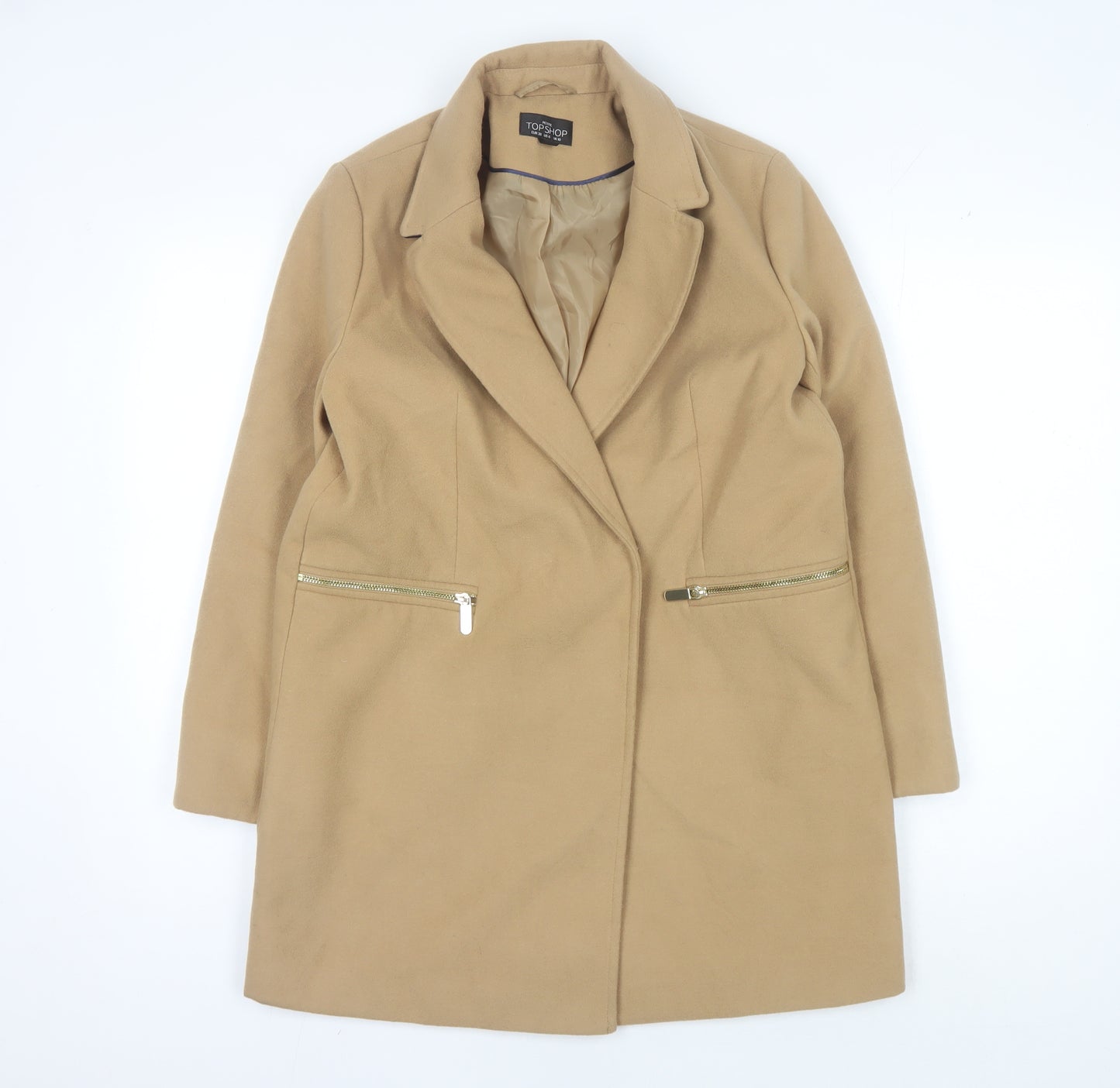 Topshop Petite Beige Overcoat Women Size 10