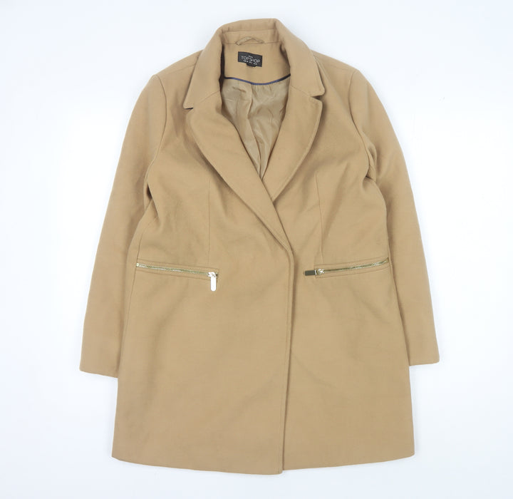 Topshop Petite Beige Overcoat Women Size 10