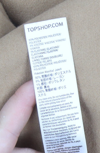Topshop Petite Beige Overcoat Women Size 10