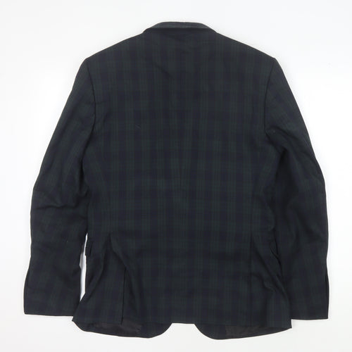 Selected Homme Men's Blue Green Slim Fit Plaid Blazer UK 38R