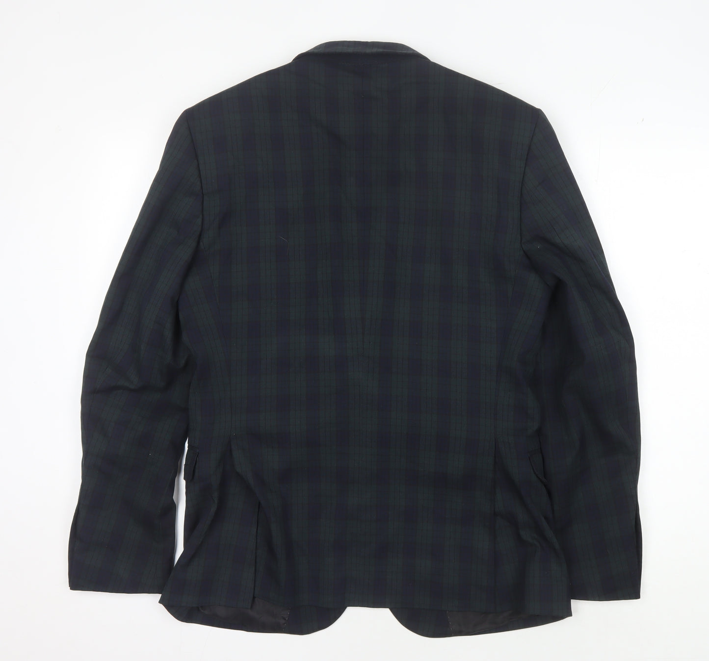 Selected Homme Men's Blue Green Slim Fit Plaid Blazer UK 38R